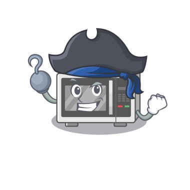 Şapkalı şirin bir mikrodalga maskot tasarımı.