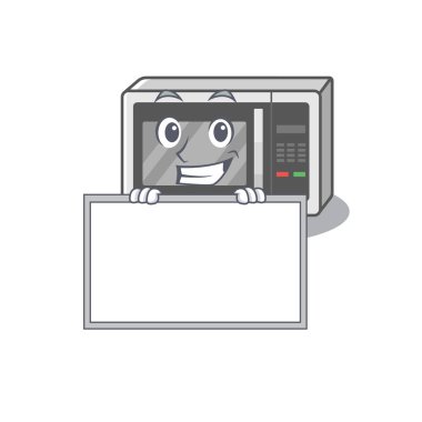 Mikrodalga çizgi film tasarımı konsepti tahtayla sırıtıyor