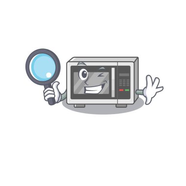 Zarif ve akıllı mikrodalga dedektif çizgi film tasarımı konsepti