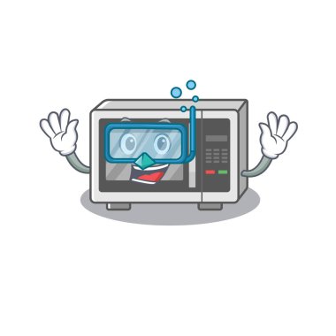 Dalgıç gözlüğü takan bir mikrodalga karakteri.