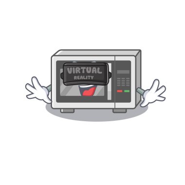 Sanal gerçeklik kulaklığı takan bir mikrodalga karakteri.