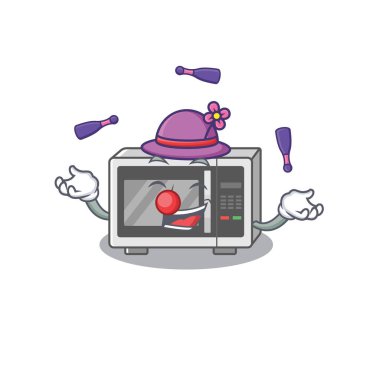 Canlı bir mikrodalga çizgi film karakteri tasarımı hokkabazlık yapıyor.