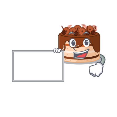Çizgi film karakteri çikolatalı pasta tasarımı bir tahta getirin