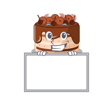 Çikolatalı kek çizgi film tasarımı konsepti sırıtıyor.