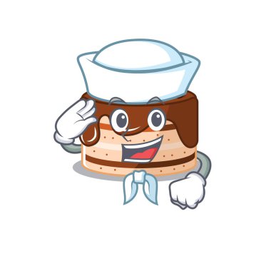 Çikolatalı pasta çizgi film konsepti. Şapka giyen denizci.