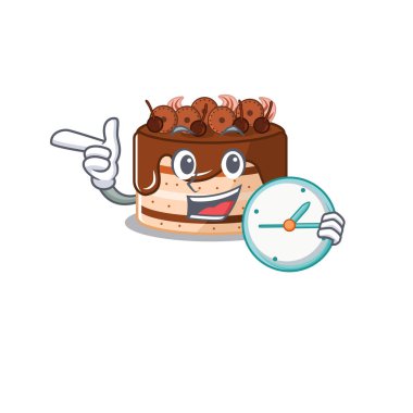 Çizgi film karakteri konsepti çikolatalı pasta saat sahibi