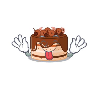 Komik çikolatalı pasta maskotu tasarımı.