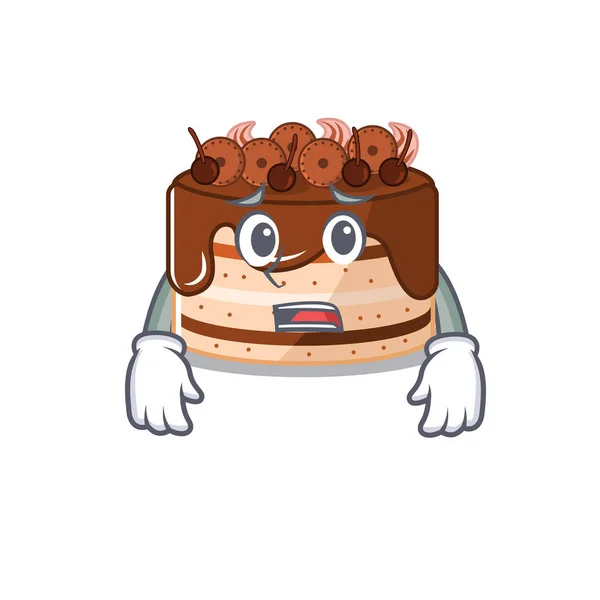 Una foto de pastel de chocolate con cara de miedo — Vector de stock