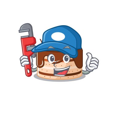 Muslukçu olarak çalışan çikolatalı pastanın şirin bir resmi.