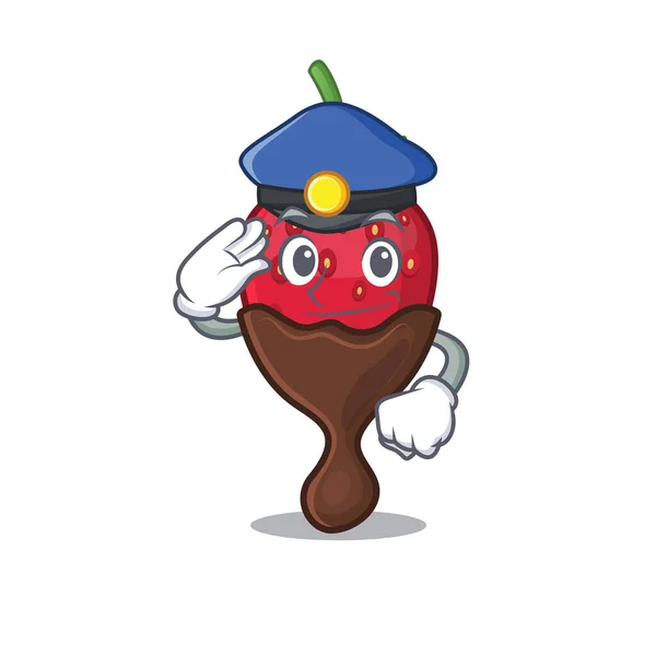 Ein männliches Schokoladen-Erdbeer-Cartoon-Konzept, das als Polizist arbeitet — Stockvektor
