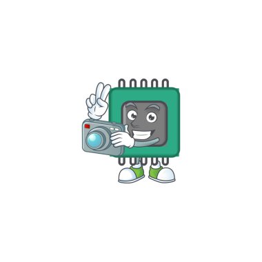 Bir Ram Fotoğrafçı çizgi film karakteri kamerayla iş başında