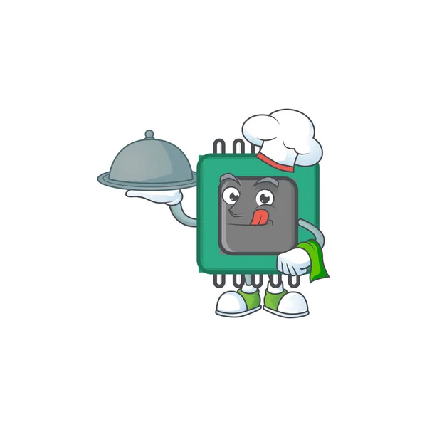 En ikon av Ram som kock med mat på brickan redo att servera — Stock vektor