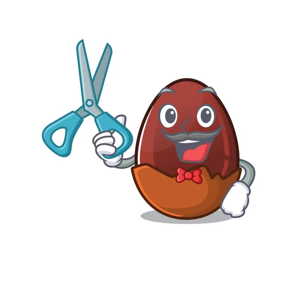 Personaje de dibujos animados de estilo deportivo Barber huevo de chocolate diseño — Vector de stock