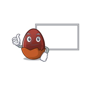 Çikolatalı yumurta karikatür tasarımının tahtası var.