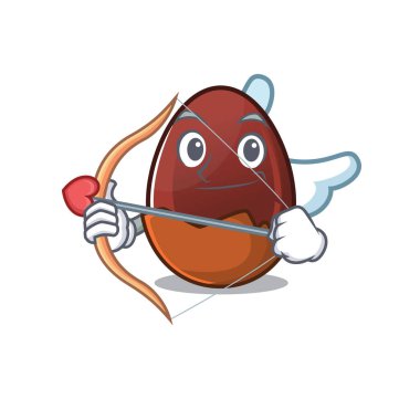 Tatlı çikolatalı aşk tanrısı çizgi film tasarımı, ok ve kanatlı.