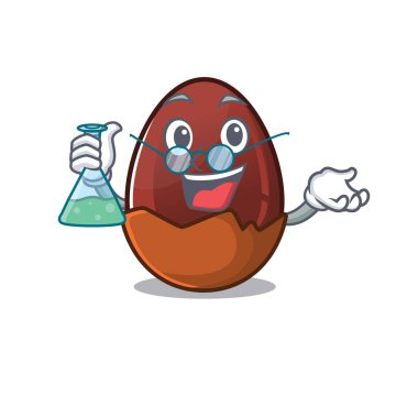 Soğuk çikolata yumurtası Profesör çizgi film karakteri cam tüp ile