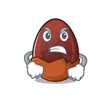 Çikolatalı yumurta karikatür karakteri. Kızgın bir yüzü var.