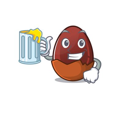 Gülen çikolatalı yumurta maskotu tasarımı, büyük bardaklı.