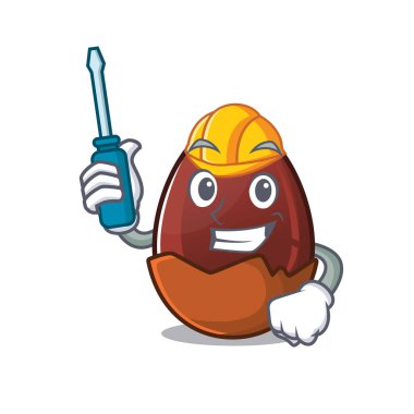 çizgi film karakteri stili çikolatalı yumurta otomotiv olarak çalışıyor.