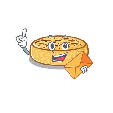 Happy face crumpets mascot design with envelope