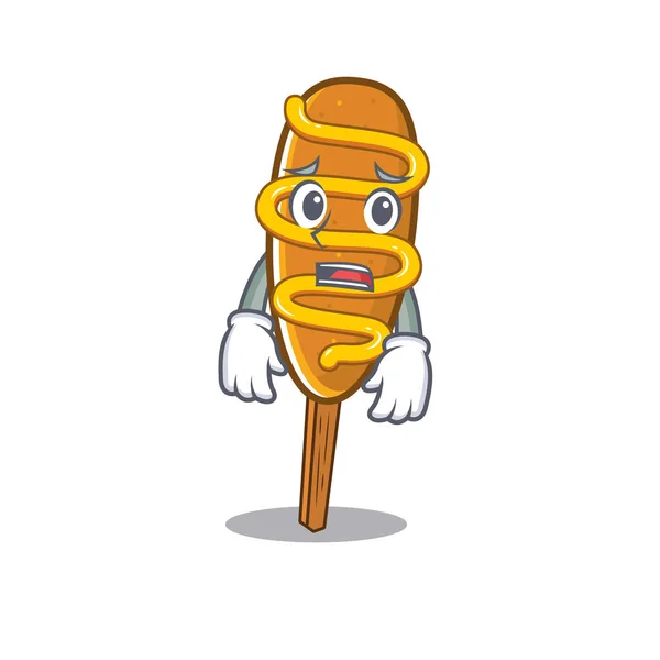A picture of corn dog having an afraid face — Stock Vector