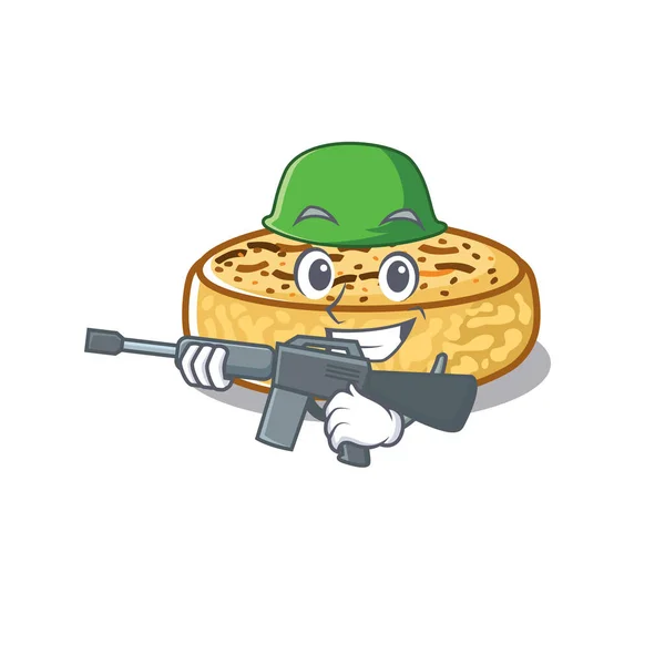 Una linda foto de crumpets ejército con ametralladora — Vector de stock