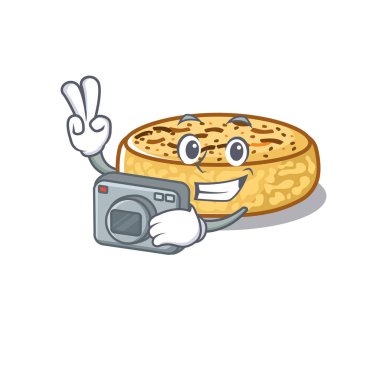 Cool Photographer crumpets character with a camera