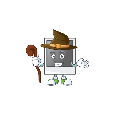 Sahnede cadı rolü yapan sevimli, boş bir fotoğraf çerçevesi.