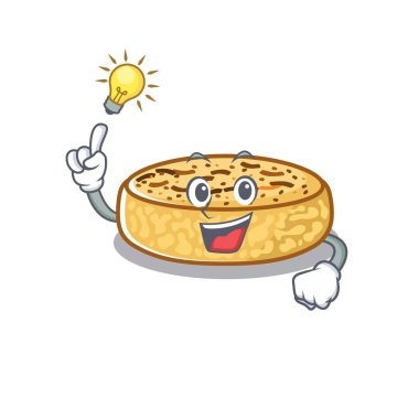 a clever crumpets cartoon character style have an idea gesture