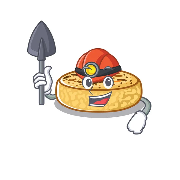 Cool clever Miner crumpets cartoon character design — Stok Vektör