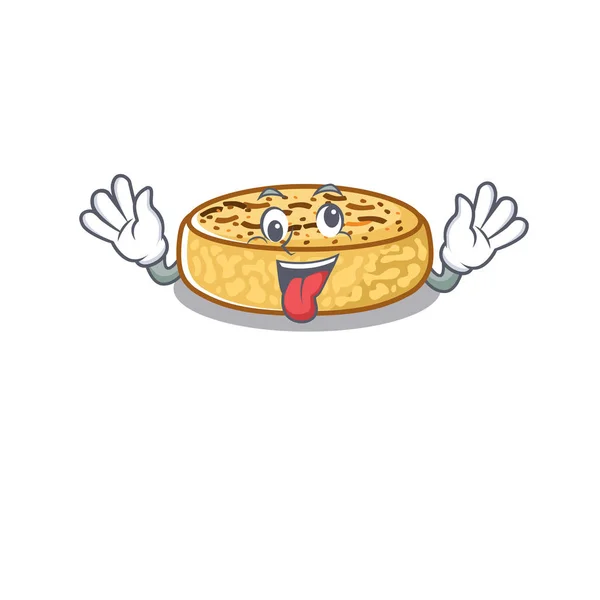 Bonito sneaky crumpets Personagem de desenhos animados com um rosto louco — Vetor de Stock