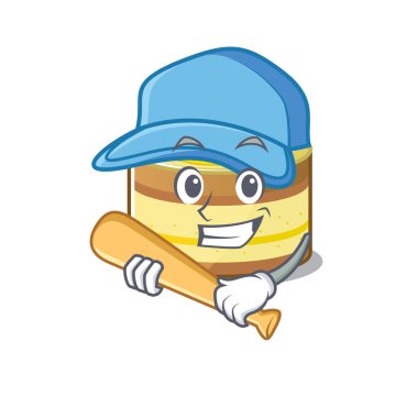Smiley Funny lemon cake a mascot design with baseball