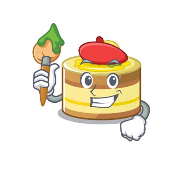 A cute picture of lemon cake as an Artist having a brush