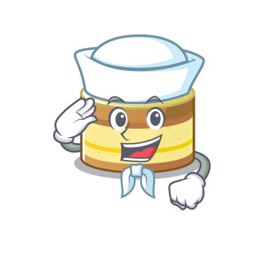 Lemon cake cartoon concept Sailor wearing hat