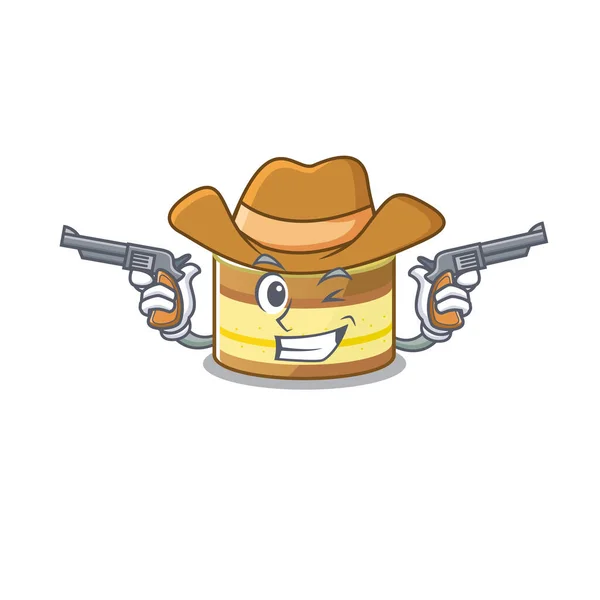 Lemon cake Cowboy cartoon concept having guns — 스톡 벡터