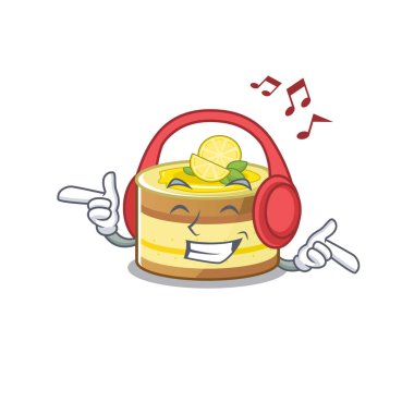 Müzik dinlemek limonlu kek çizgi film karakteri konsepti
