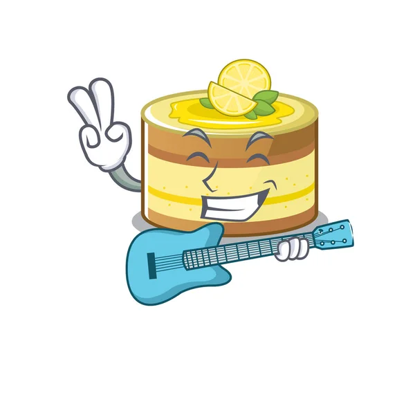 柠檬蛋糕弹吉他的照片 — 图库矢量图片
