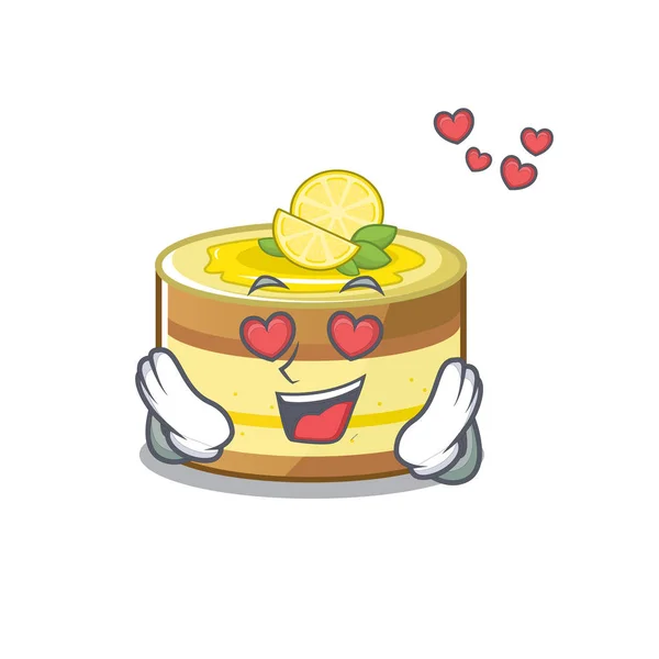 Romantique tomber amoureux gâteau au citron dessin animé concept de personnage — Image vectorielle