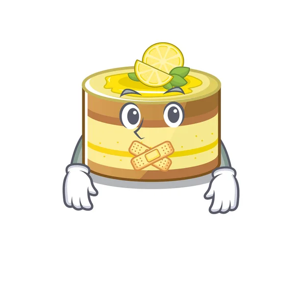 Cartone animato disegno torta di limone facendo un gesto silenzioso — Vettoriale Stock
