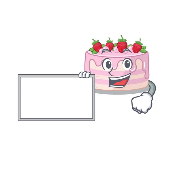 Cartoon character of strawberry cake design concept bring a board — Stock Vector