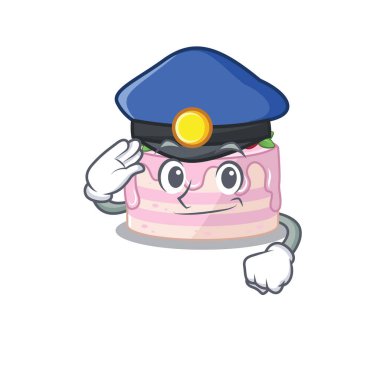 Polis memuru olarak çalışan erkeksi bir çilekli pasta konsepti.
