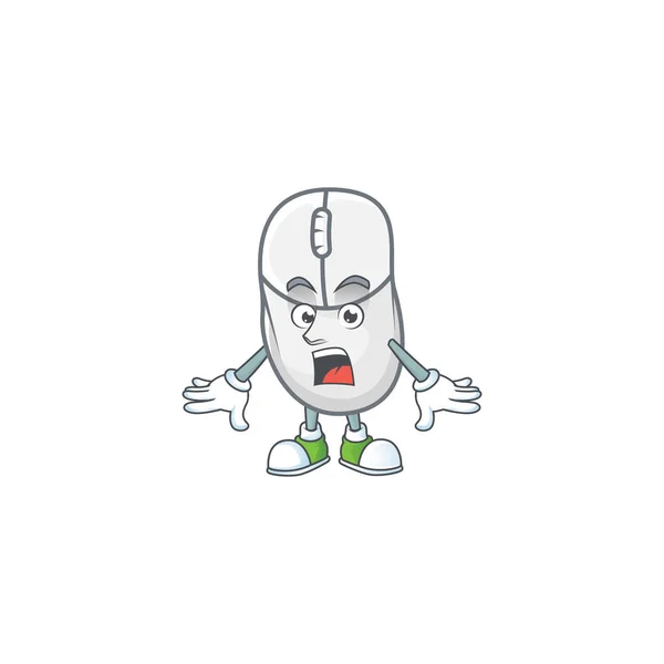 Diseño de personajes de dibujos animados de ratón blanco con un gesto sorprendido — Vector de stock