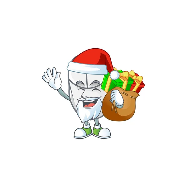 Santa biały mysz Cartoon projekt o worek prezentów — Wektor stockowy