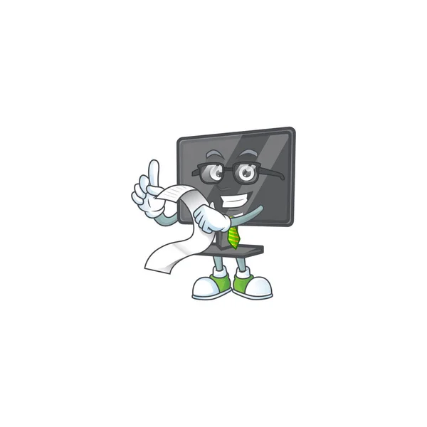 A funny face character of computer screen holding a menu — 图库矢量图片