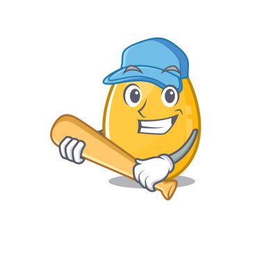 Smiley Funny golden egg a mascot design with baseball