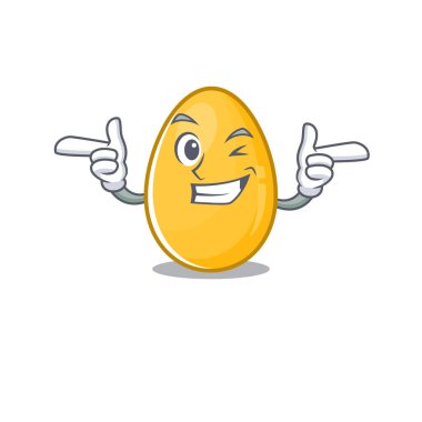 Cute mascot cartoon design of golden egg with Wink eye
