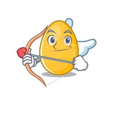 Sweet golden egg Cupid cartoon design with arrow and wings