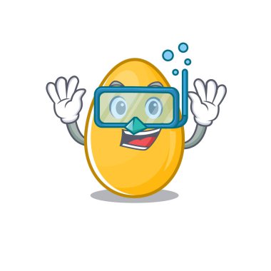cartoon character of golden egg wearing Diving glasses