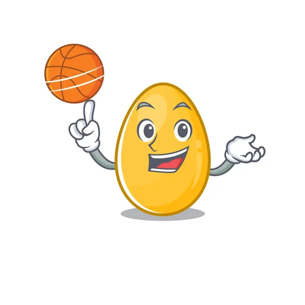 Uma imagem mascote de ovo dourado personagem de desenho animado jogando basquete —  Vetores de Stock