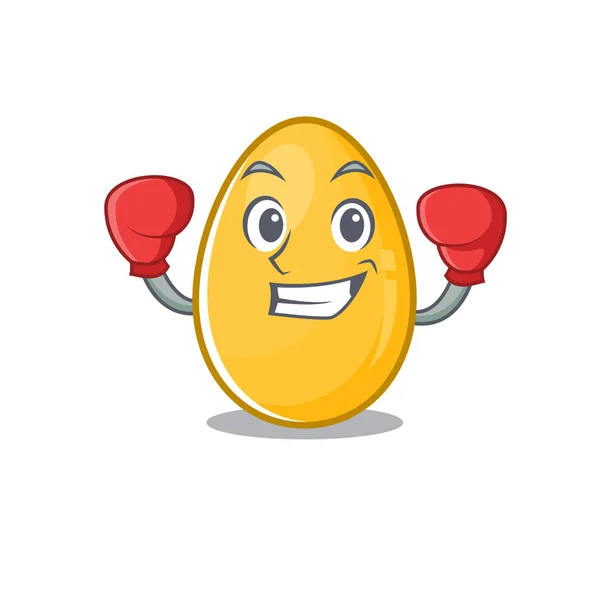 Gaya karakter maskot dari Sporty Boxing telur emas - Stok Vektor